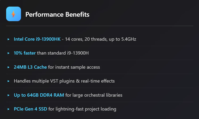 Performance Benefits for Music Production