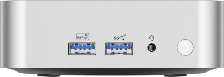 the front side of GEEKOM A8 AI Mini PC